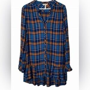 Matilda Jane Blue and Brown Plaid Tunic